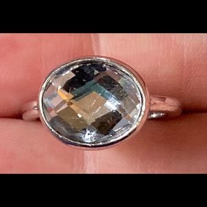 JUICY COUTURE Silver Tone Clear Stone Ring Sz 6